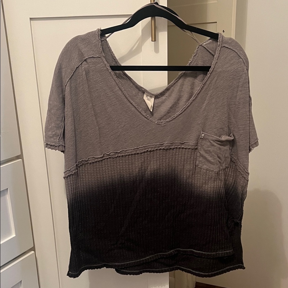 We The Free Two-Tone Gray and Black Tee
